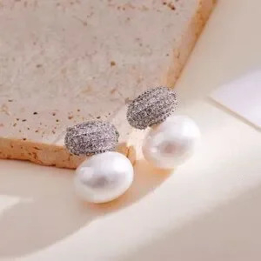 Luxe Pav Pearl Drop Earrings